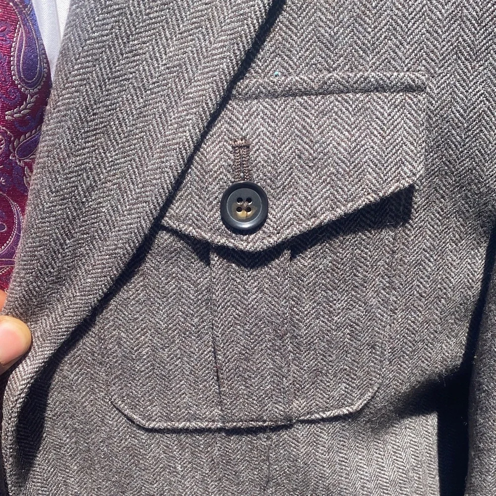Tasso Elba Gray Wool Blend Field Jacket with Flap Pockets - Picture 3 of 5